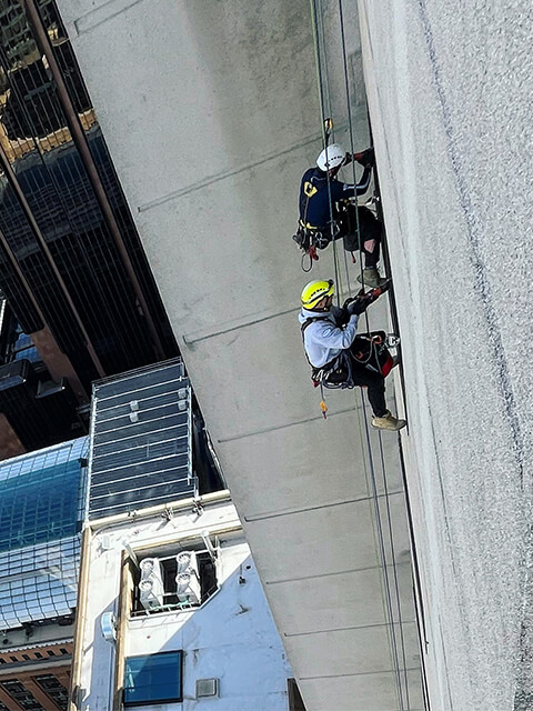 Skytech rope access technicians at work